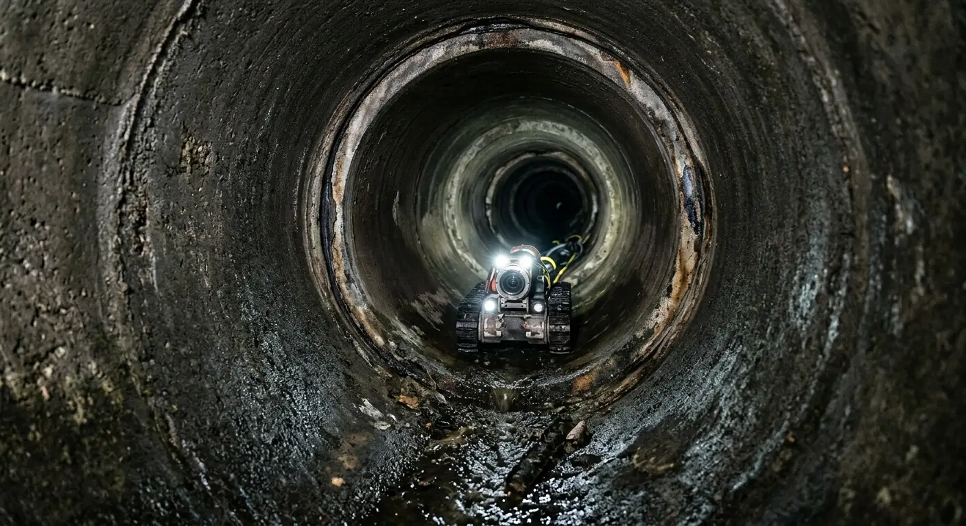Robotic sewer camera inspecting pipe interior for Sewer Line Repair in Troutdale